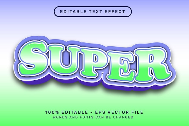 Conceito de estilo super 3d de efeito de texto editável