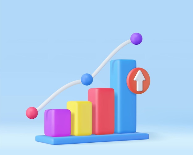 conceito de estratégia de gráfico de barras de negócios 3D