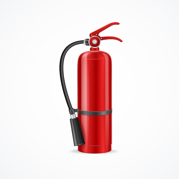 Conceito de Extintor de Incêndio 3D Detalhado Realista Banner Horizontal Vector