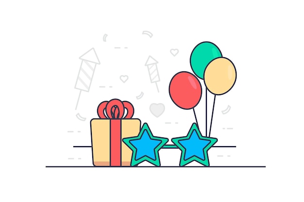 Conceito de férias em design de contorno plano comemorando aniversário e eventos na festa ilustração vetorial