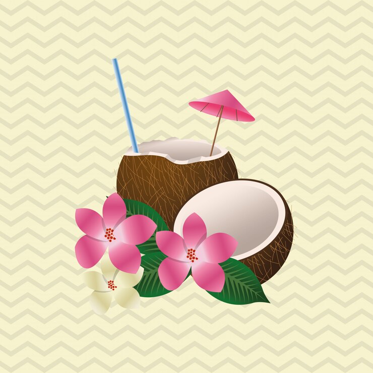 Vetor conceito de flor tropical. ícone de coco