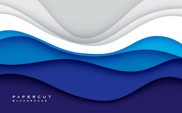 Conceito de fundo cortado em papel de cor azul e branco