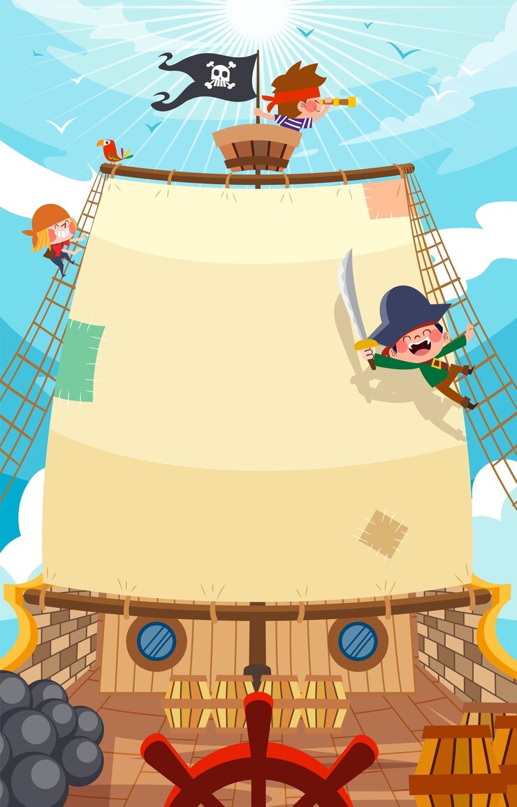 Vetor conceito de fundo de vela de pequenos piratas
