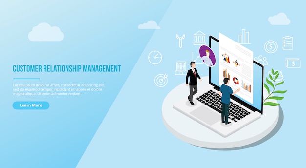 Conceito de gestão de relacionamento com cliente isométrica Crm
