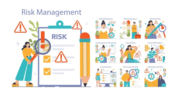Vetor conceito de gestão de riscos soluções empresariais estratégicas para o tratamento da incerteza análise de controlo