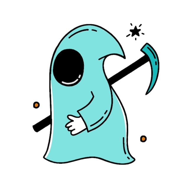 Conceito de Halloween fantasma ilustração de design de vetor de estilo Doodle isolado em branco