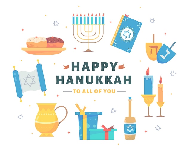 conceito de hanukkah de design plano