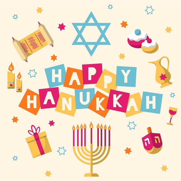 Conceito de hanukkah em design plano