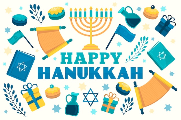 Conceito de Hanukkah em design plano