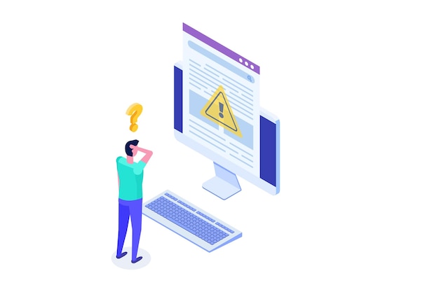 Conceito de hiperlinks suspeitos maliciosos Ilustrações de vetores isométricos para o site de banners