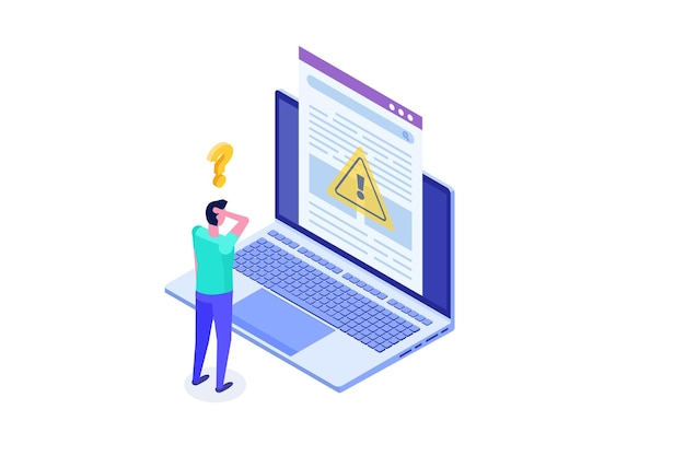 Conceito de hiperlinks suspeitos maliciosos Ilustrações de vetores isométricos para o site de banners