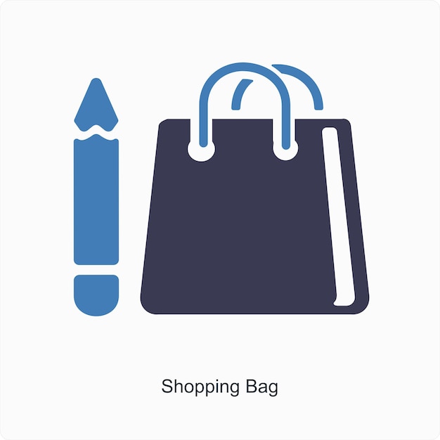 Conceito de ícone de sacola de compras e bolsa de mala
