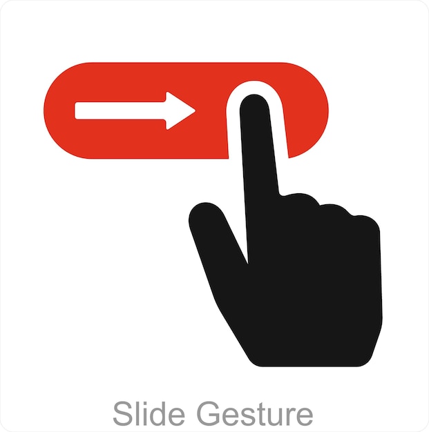 Vetor conceito de ícone de slide, gesto e mão