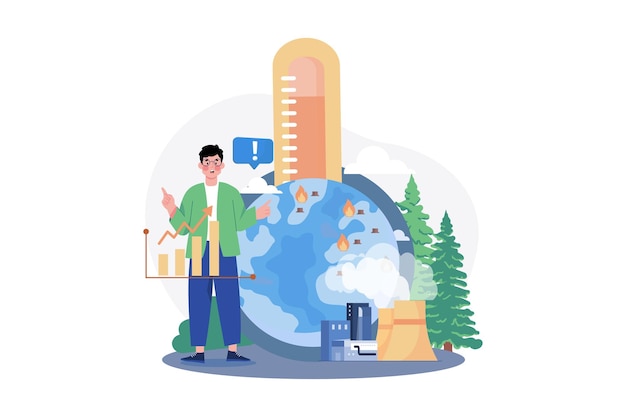 Conceito de ilustração de aquecimento global em fundo branco