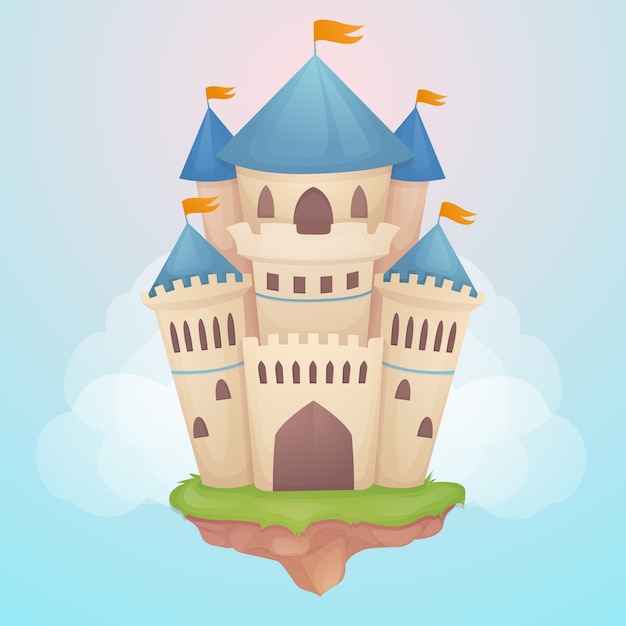 Conceito de ilustração de castelo de conto de fadas