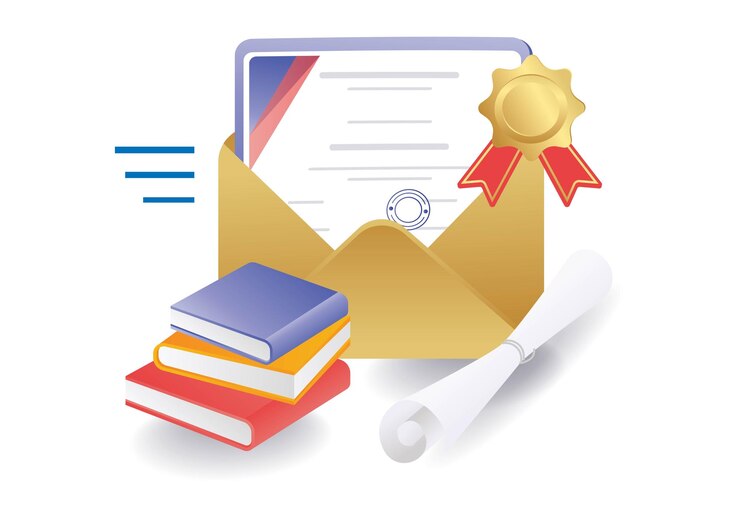 Vetor conceito de ilustração de certificado de educação on-line