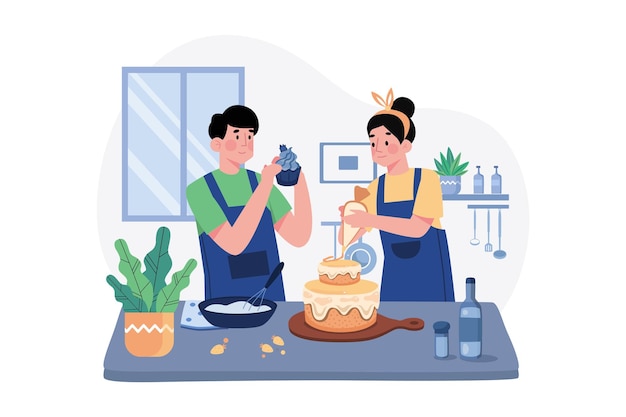 Vetor conceito de ilustração de cozinha e cozinha em fundo branco