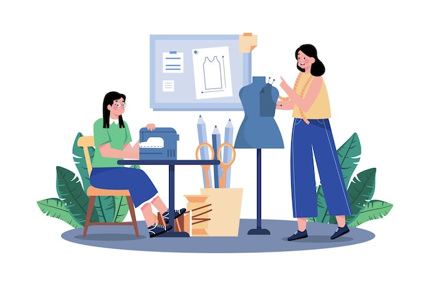 Conceito de ilustração de designer de moda em fundo branco