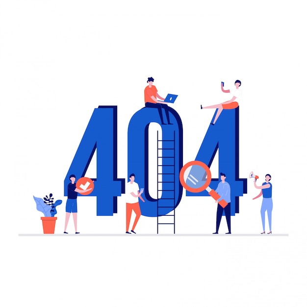 Conceito de ilustração de erro 404 com personagens. Desculpe, página não encontrada modelo de site.