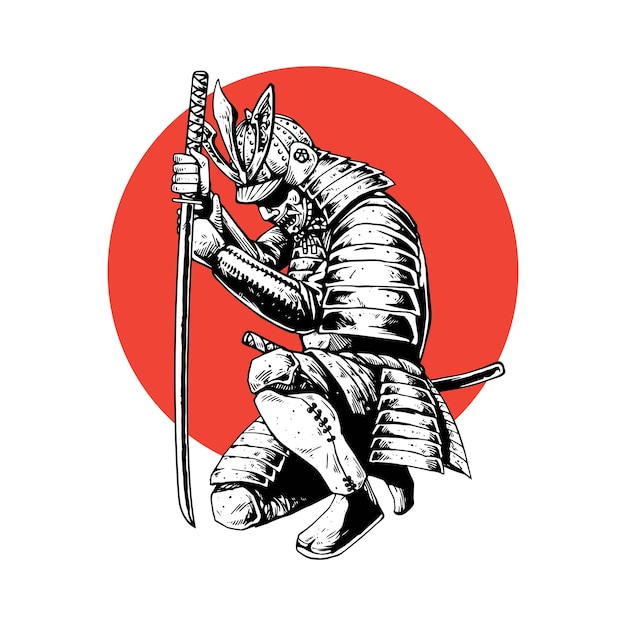 Conceito de ilustração de guerreiro samurai