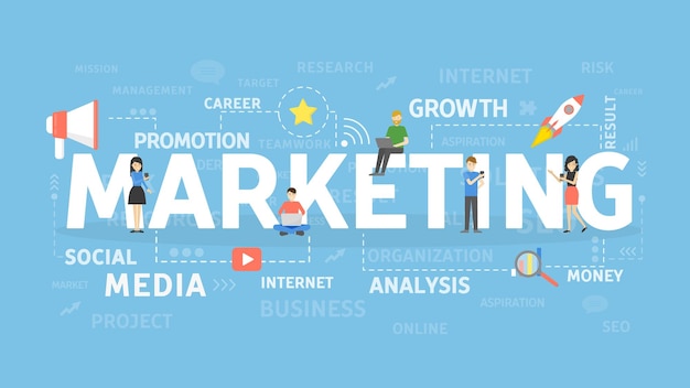 Conceito de ilustração de marketing Ideia de crescimento de negócios e mídia