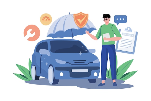 Conceito de ilustração de seguros de automóveis