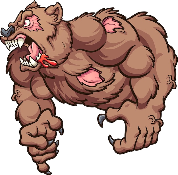 Conceito de ilustração de urso zumbi irritado