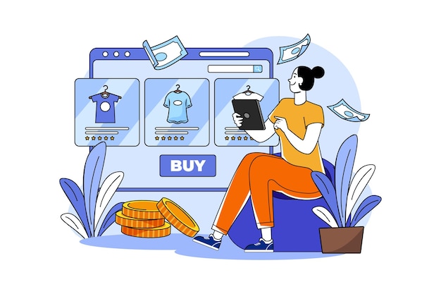 Vetor conceito de ilustração online de compras ilustração plana isolada no fundo branco