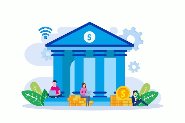 Conceito de ilustração vetorial de banco on-line
