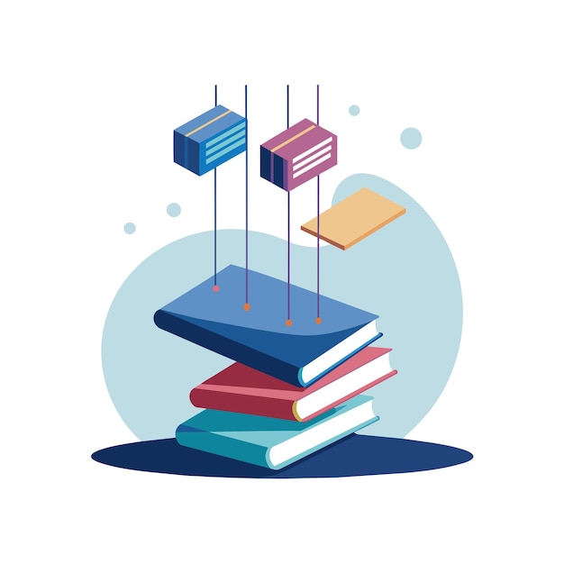 Conceito de ilustração vetorial de pilha de livros
