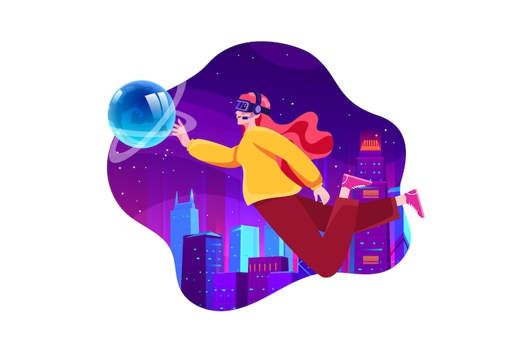 Vetor conceito de ilustração vetorial de tecnologia metaverso