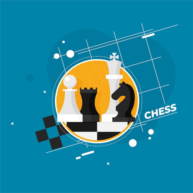 Vetor conceito de ilustração vetorial moderna de design plano de estratégia de negócios com figuras de xadrez em um tabuleiro de xadrez