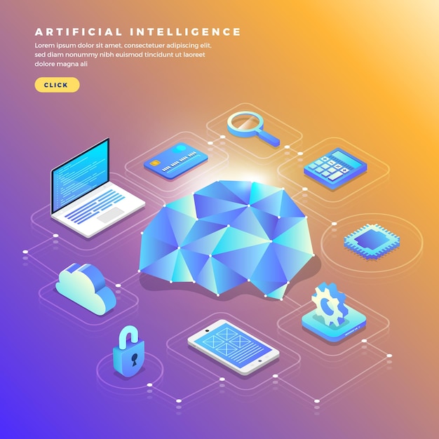 Conceito de ilustrações inteligência artificial IA