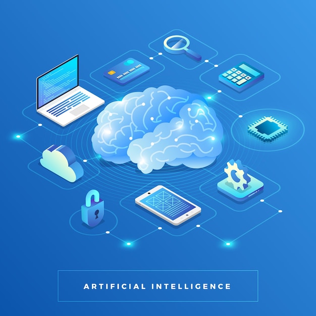 Conceito de ilustrações inteligência artificial IA