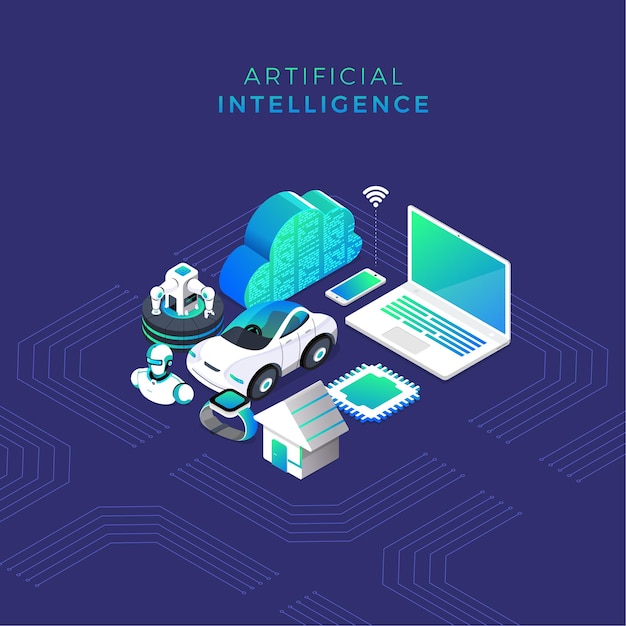 Conceito de ilustrações inteligência artificial IA
