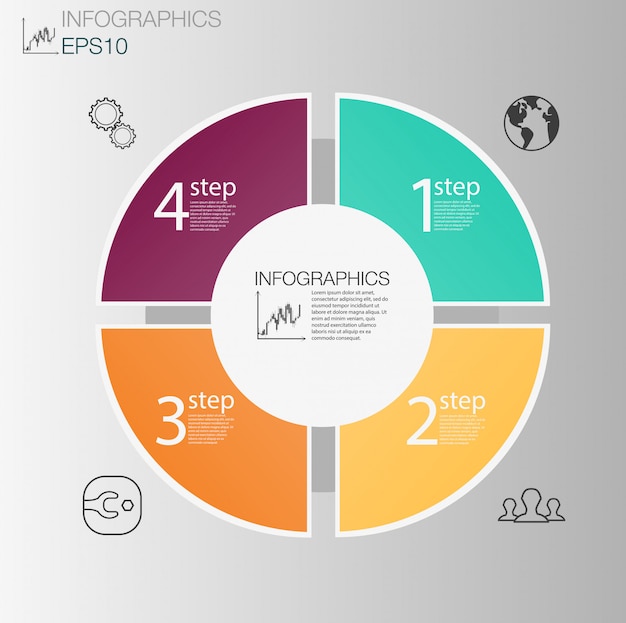 Vetor conceito de infográfico de círculo de negócios