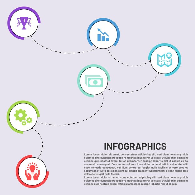 Vetor conceito de infográfico de comunicação em cinco etapas