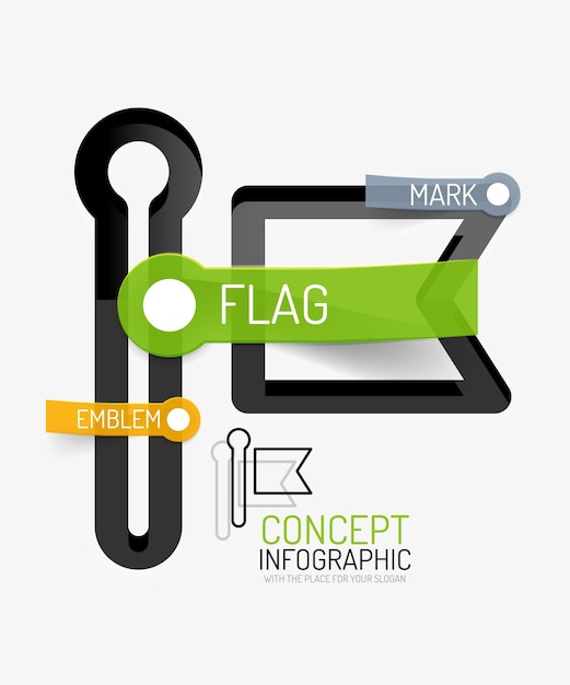 Vetor conceito de infográfico de ícone de bandeira vetorial