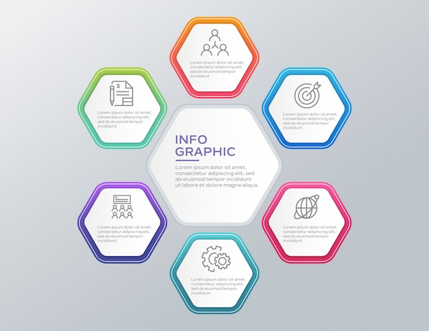 Conceito de infográfico de negócios com 6 opções