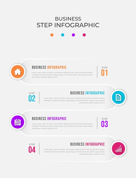 Conceito de infográfico de negócios moderno com banner de 4 etapas