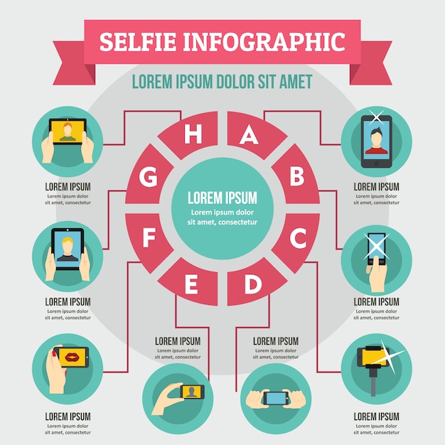 Conceito de infográfico selfie, estilo simples