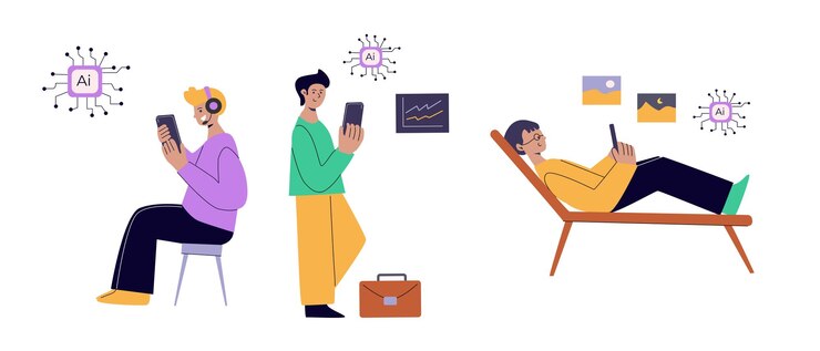 Vetor conceito de inteligência artificial com pessoas ilustração vetorial plana