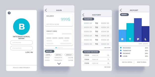 Conceito de interface de aplicação bancária