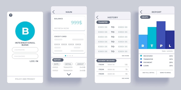 Conceito de interface de aplicativo bancário