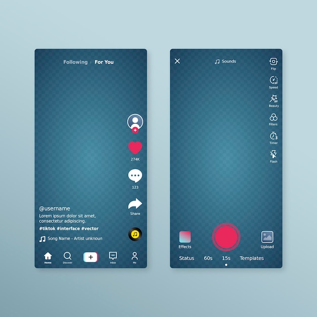 Conceito de interface Tiktok