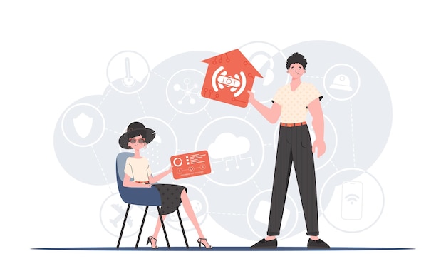 Conceito de Internet das coisas Equipe de Internet das Coisas Bom para sites e apresentações Ilustração vetorial em estilo plano moderno