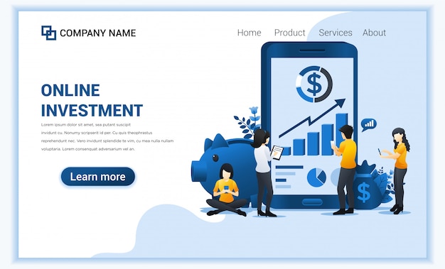 Conceito de investimento on-line com pessoas que trabalham no telefone móvel, investimento empresarial, tecnologia financeira.