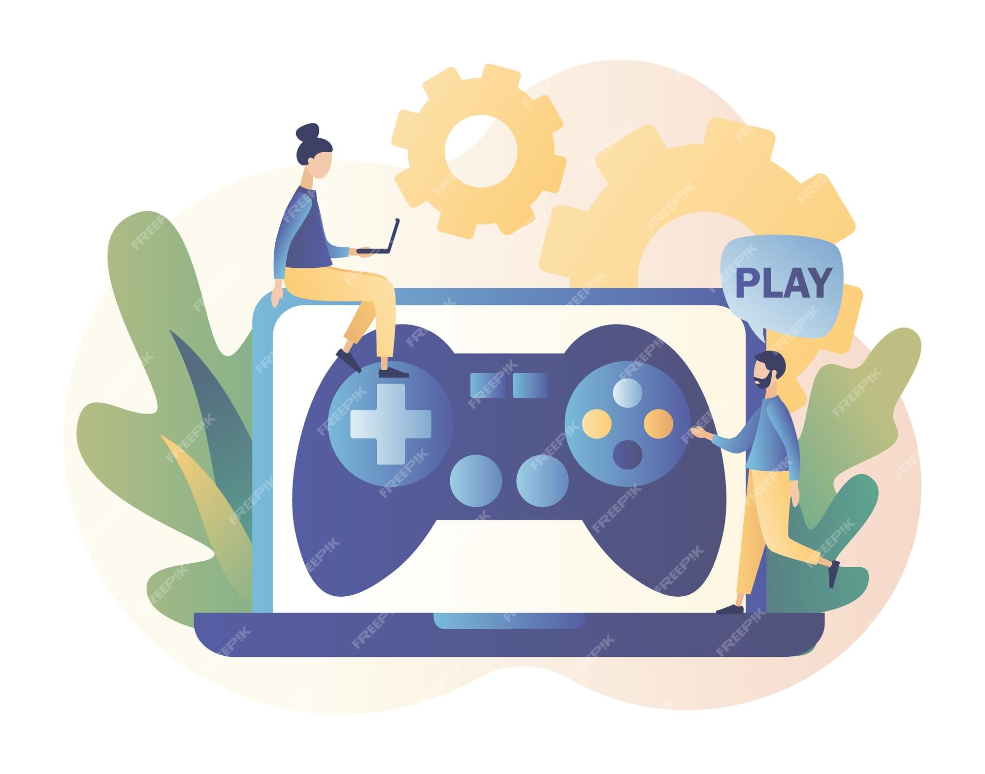 Conceito de jogo jogadores de pessoas jogando videogame online