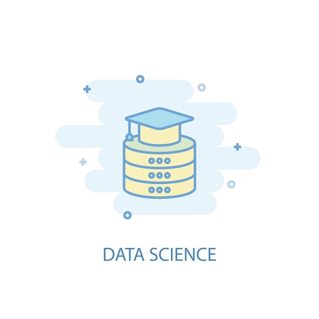 Conceito de linha de ciência de dados. ícone de linha simples, ilustração colorida. design plano de símbolo de ciência de dados. pode ser usado para ui / ux