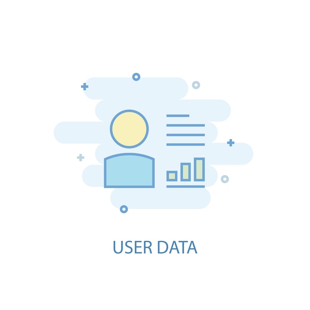 Vetor conceito de linha de dados do usuário. ícone de linha simples, ilustração colorida. design plano do símbolo de dados do usuário. pode ser usado para ui / ux